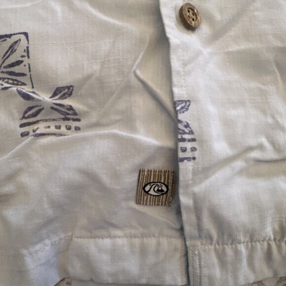 Quiksilver Silver Edition Shirt Men Large Blue Island Coastal Button Front - Picture 2 of 13